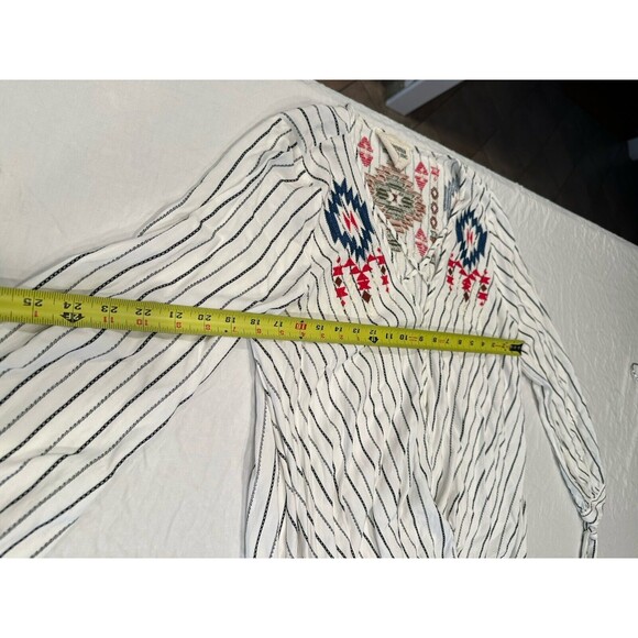 Savanna Jane Embroidered Floral Peasant Tunic Top Women’s M Boho Striped - Picture 7 of 11